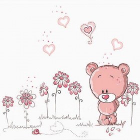 Bear, Hearts and Flowers 